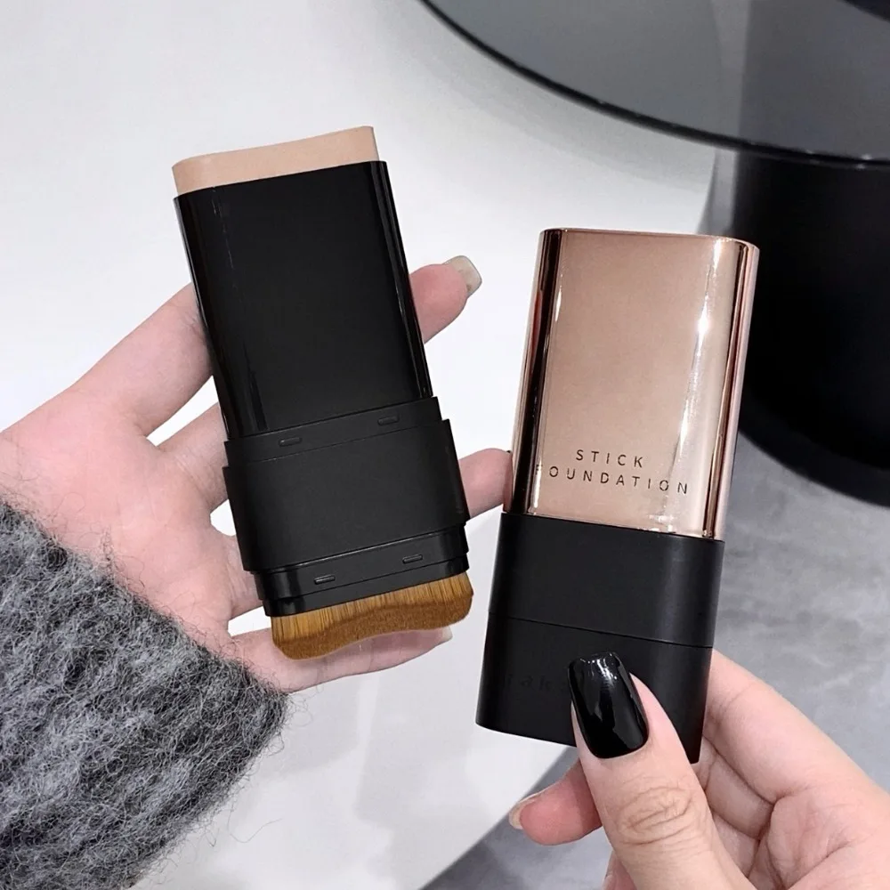 Bâton de fond de teint beauté pour la peau, velours humide, Double extrémité, cosmétiques pour le visage avec brosse, correcteur léger longue durée