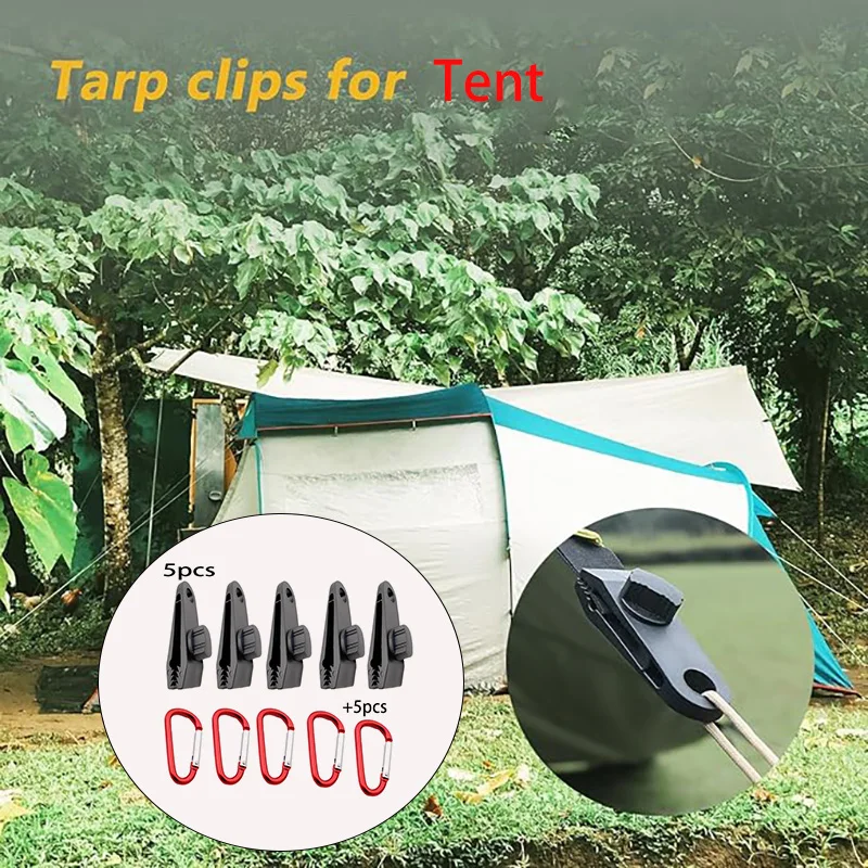 10-Piece Heavy-Duty Tent Clip and Lock Set - Windproof, Durable, High-Strength Outdoor Tent Clip Set for Secure Awnings and Tarps, the Perfect Outdoor Tool