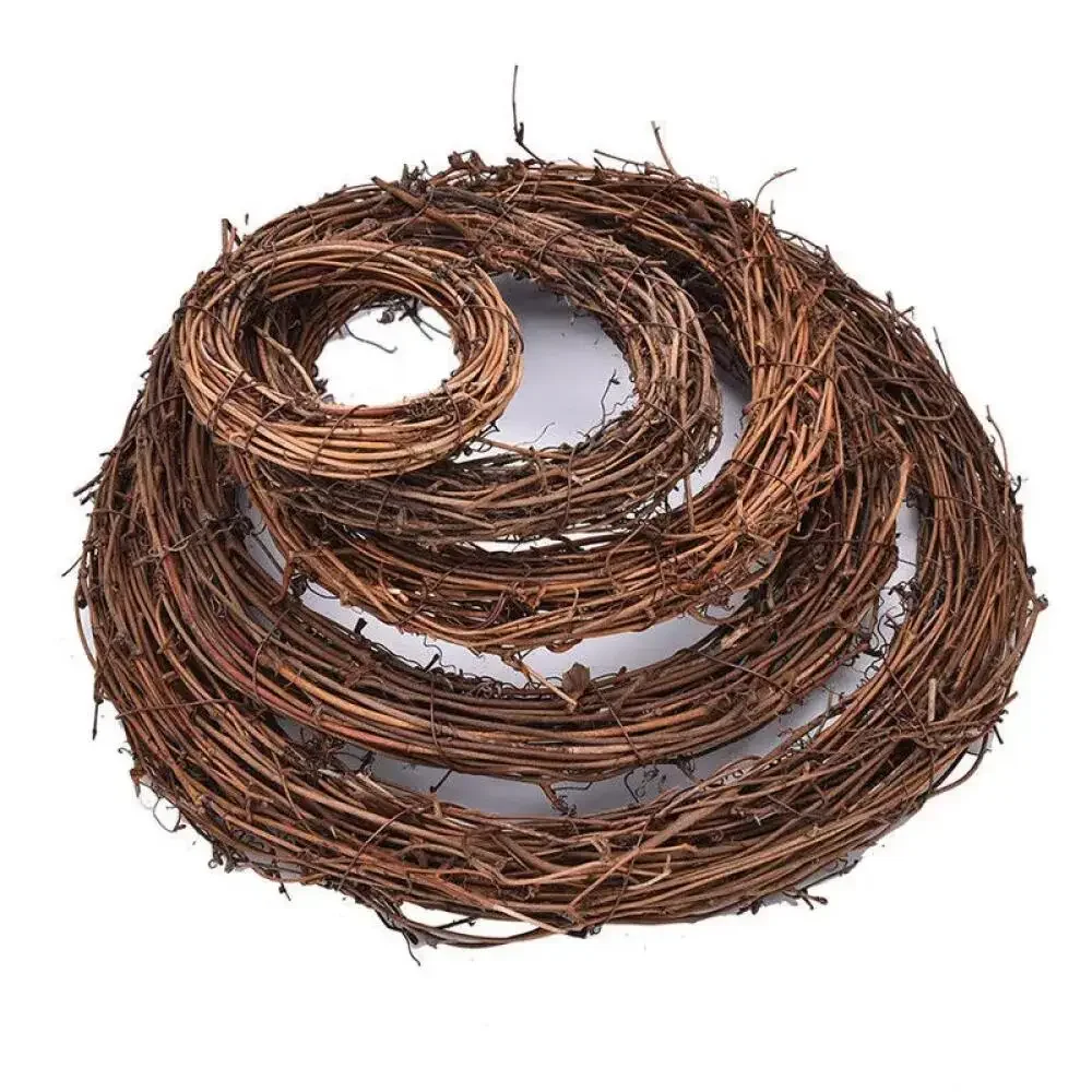 1-5Pcs Natural Rattan Wreath Rings 10-40cm, Handmade Wicker Vine Branch Round Hoops Frame DIY Floral Garland Craft Supplies