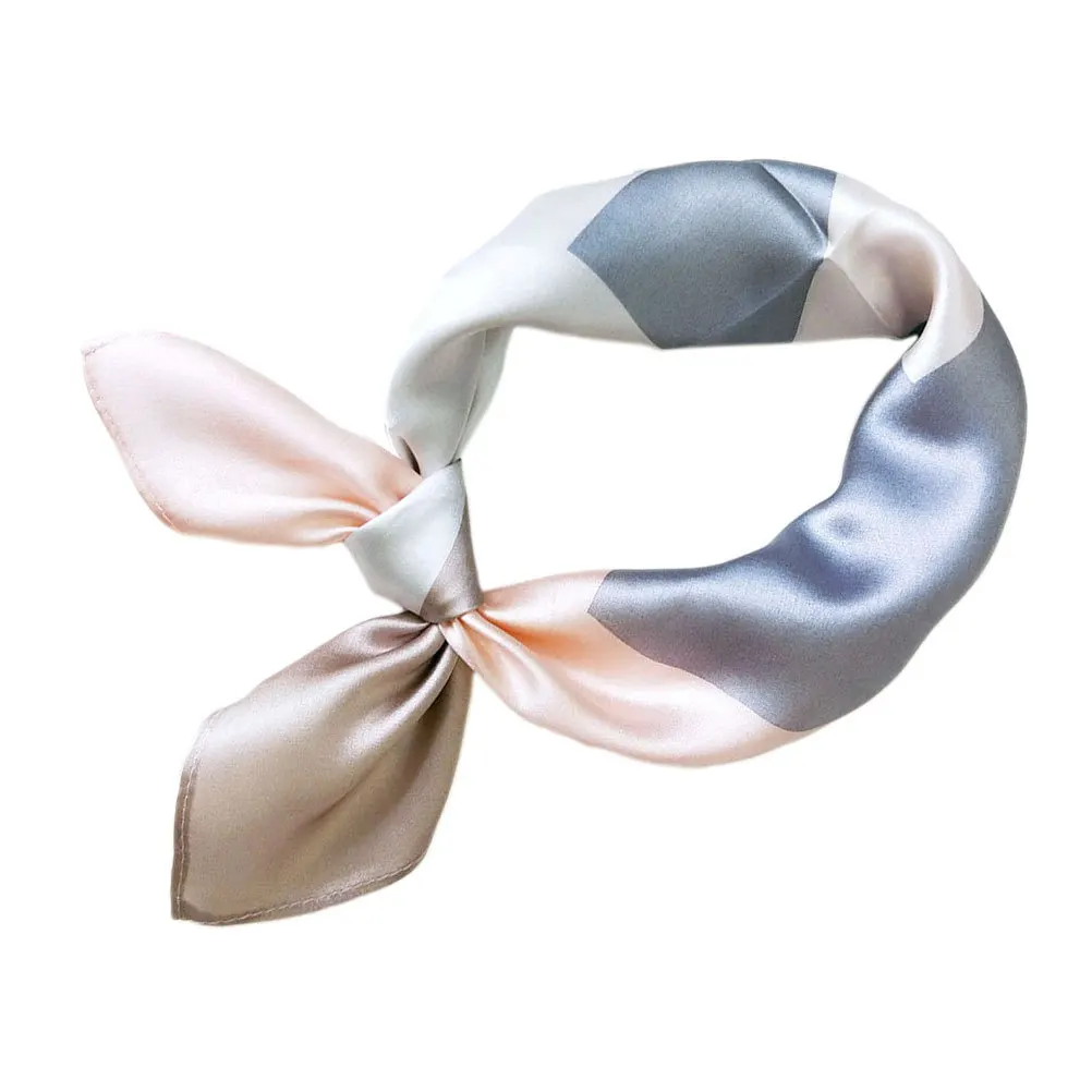 

1pc Silk Scarf For Women Fashion Square Shawl Lightweight Headscarf Elegant Shawl For Party Travel Work Pink Gray