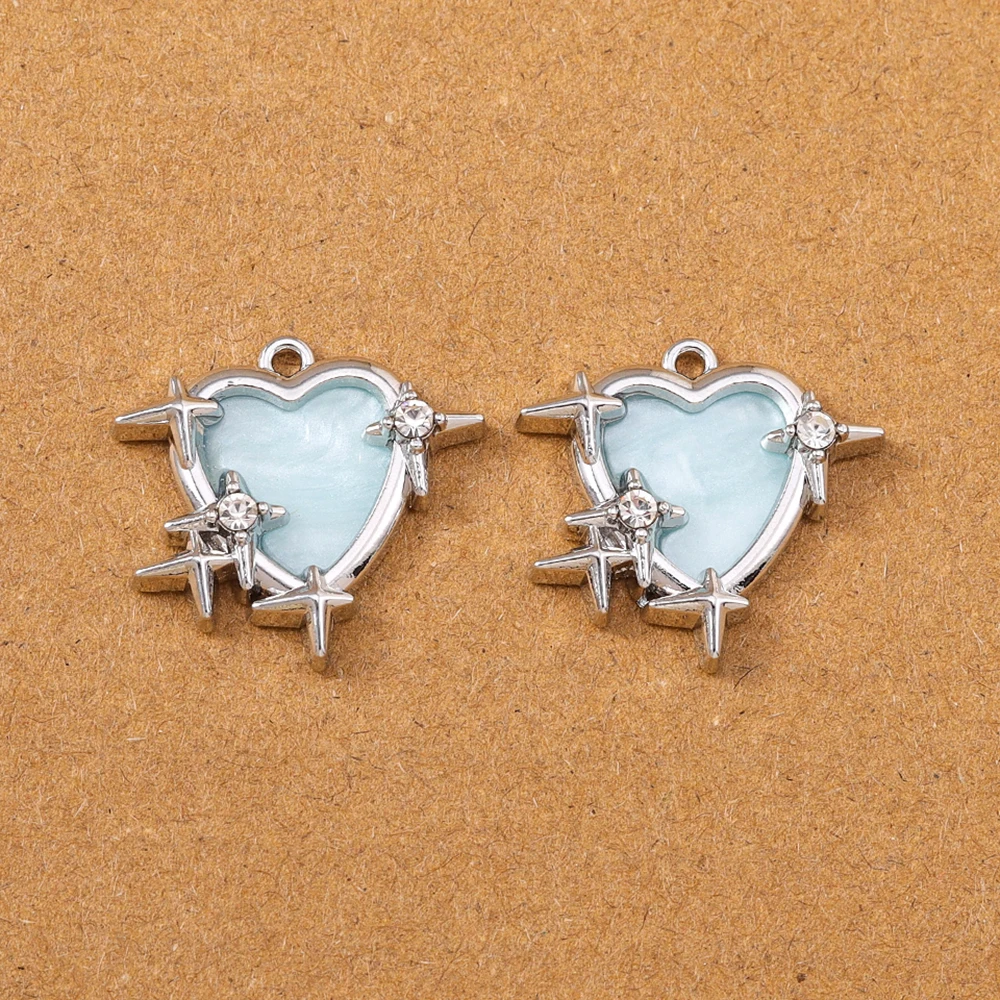 5 Stück 23*24mm Emaille Liebe Herz Charms Anhänger für Schmuckherstellung Ohrringe Halskette DIY Armband Zubehör Zubehör – Detail 6