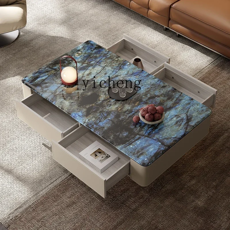 ZC natural marble coffee table supercrystalline stone household living room microcrystalline stone new coffee table