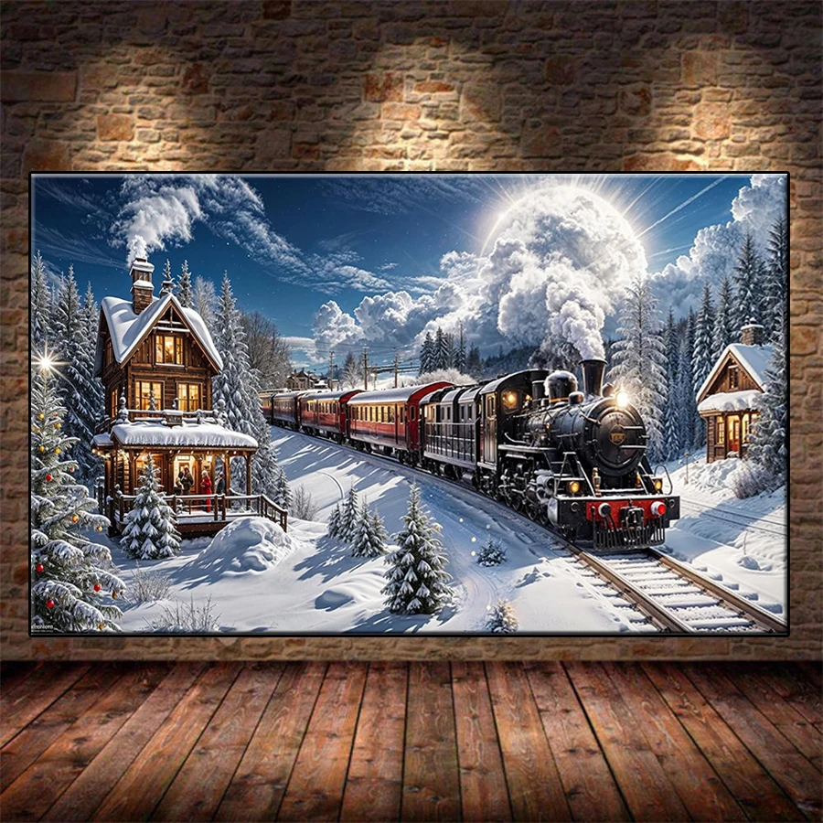 

DIY комплект алмазной живописи новый рождественский поезд подарок Алмазная мозаика полная дрель вышивка ручная работа хобби
