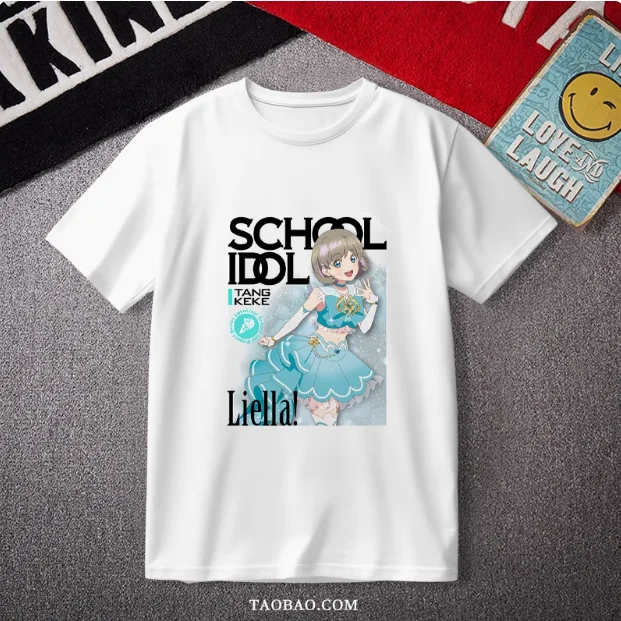 

Anime LoveLive!Superstar!! Tang Keke Arashi Chisato Short Sleeve T-shirt Summer Cosplay Costume Casual Student Loose Tops