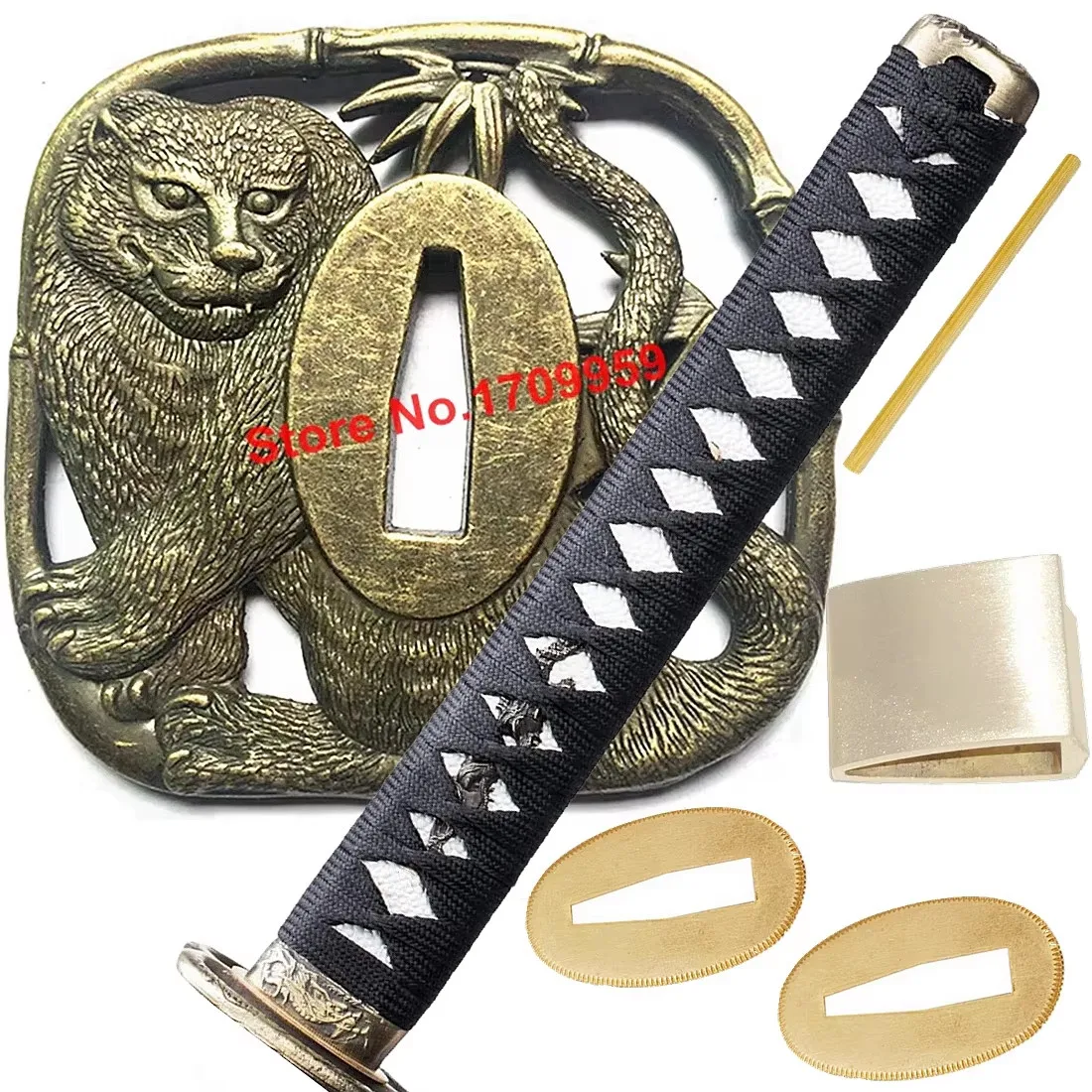 Tema de leopardo tsuba liga guarda menuki fuchi kashira lidar com habaki seppa para espada japonesa samurai katana tsuka acessórios diy