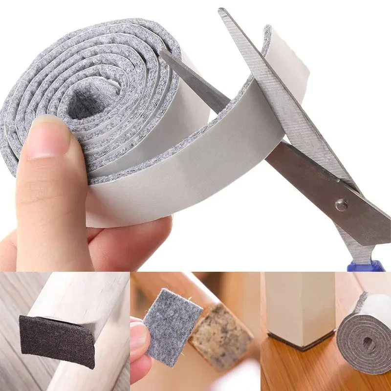 1roll 78.74/157.48in Furniture Leg Self-Adhesive Anti Slip Floor Protector Chair Table Cabinet Leg Protective Pad Grey/white