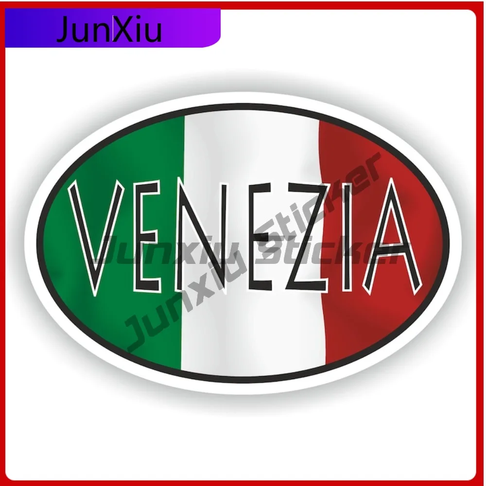 

Venezia Italy City Oval Sticker With National Flag Badge Sticker Decorative Scratch Cover Car Decoration Aesthetic Stickers Pvc