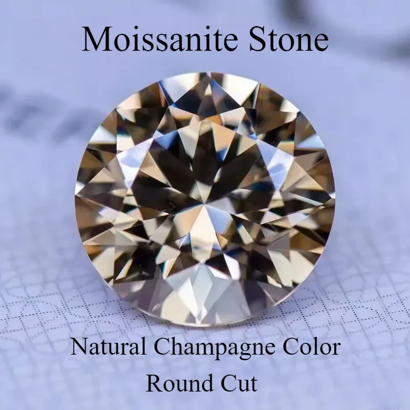 

НОВЫЙ муассанит, камень, шампанское, натуральный цвет, круглая огранка, выращенный в лаборатории драгоценный камень, подвески, женские ювелирные изделия, тестер бриллиантов с репо