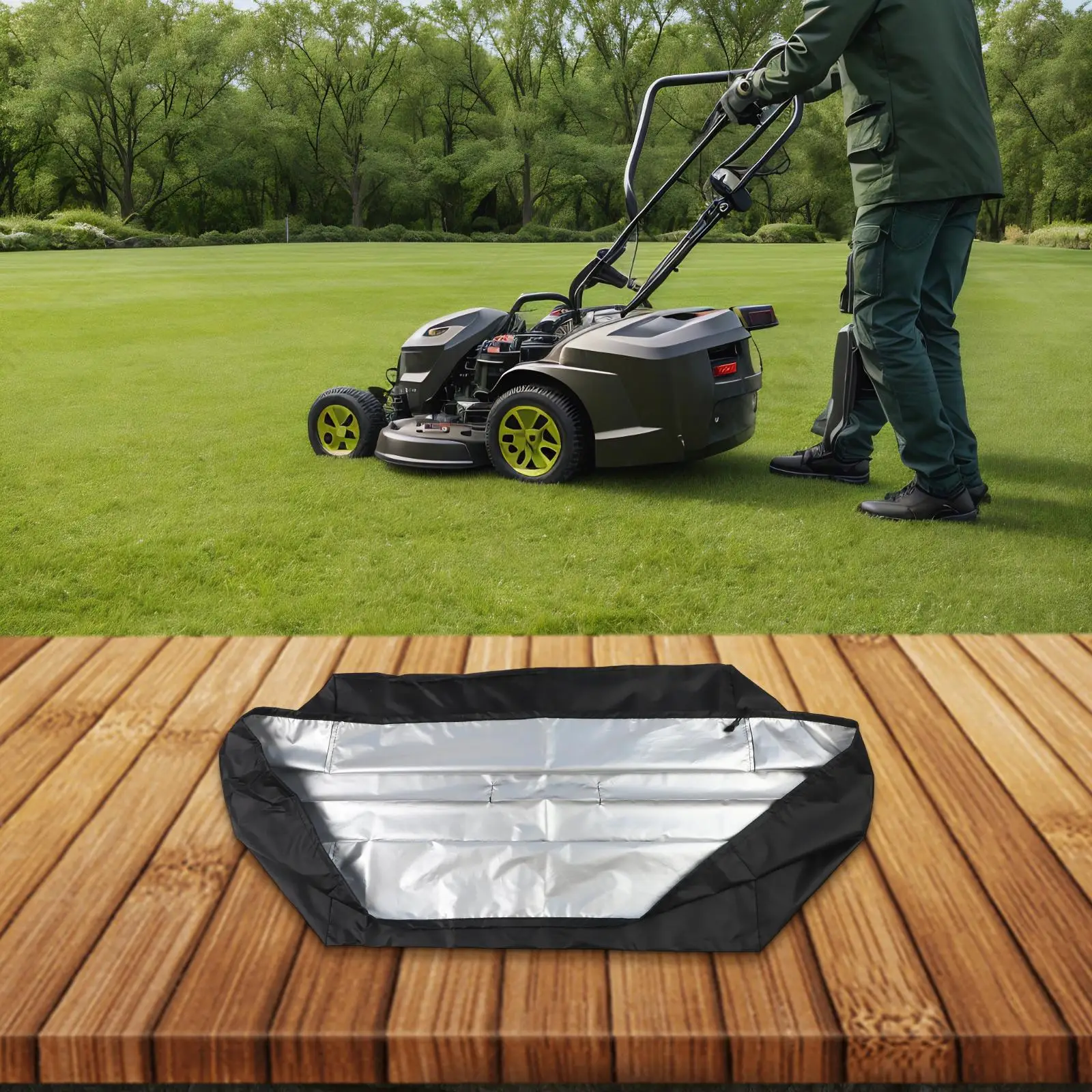 1PC 210D Oxford Robotic Lawn Mower Cover Waterproof All-Weather Protection With Elastic Drawstring And Carry Handle