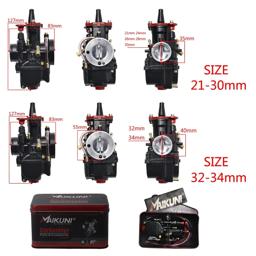 Motorcycle modified Universal Case For Maikuni Black PWK Carburetor KR150 21MM 24MM 26MM 28MM 30MM 32MM 34MM with Power Jet