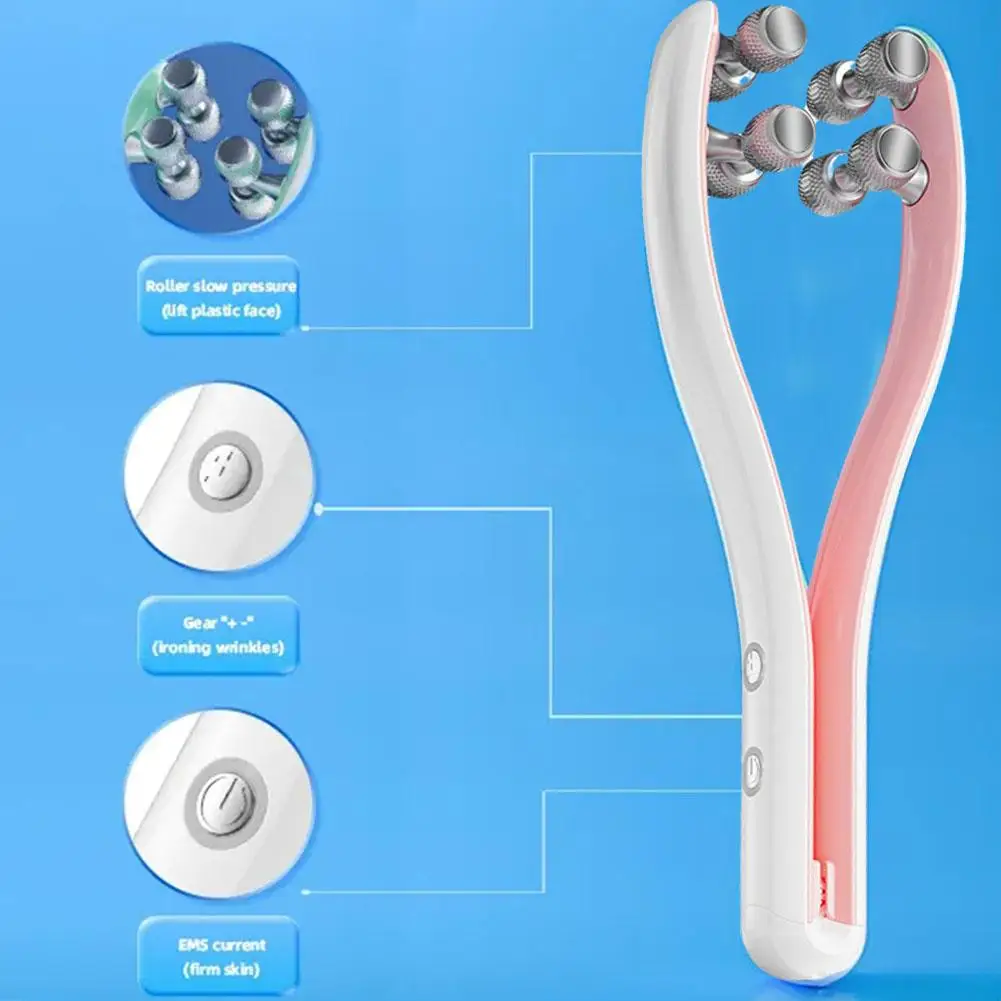 전기 얼굴 롤러 마사지기, 얼굴 슬리밍, 더블 업 V 모양, 얼굴 마사지 케어 리프트 도구, 턱 얼굴 벨트, 얼굴 피부 O4B8