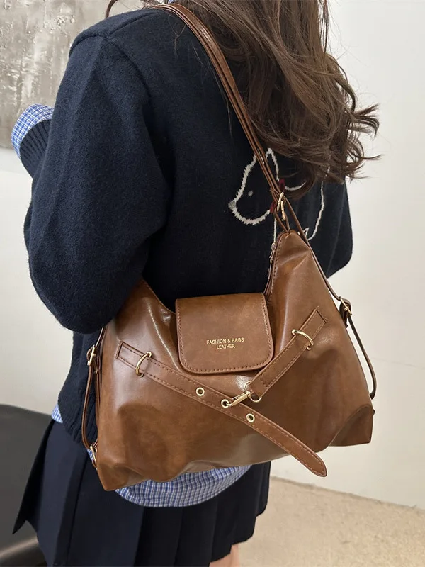 Large Capacity Women's Tote Bag 2026 New Luxury Minimalist High-End Feel Unique Double Shoulder Crossbody Bag