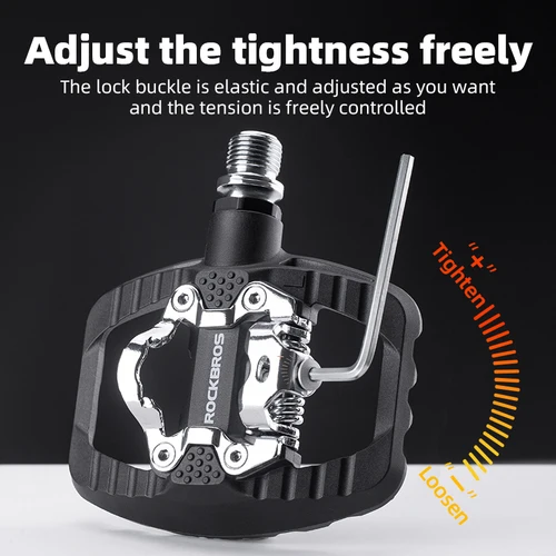 Imagen 2 del producto Pedales de bicicleta ROCKBROS, Pedal plano de medio bloqueo, pedales de bicicleta MTB de nailon antideslizantes 2 en 1, plataforma de tacos planos a prueba de polvo para Shimano