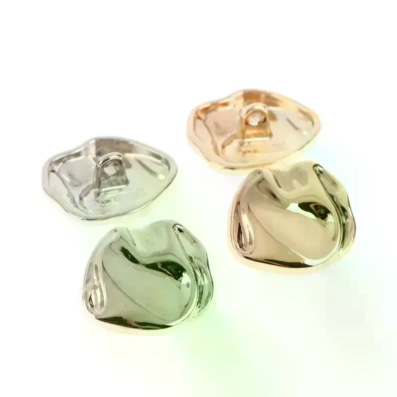 10pcs Irregularly Shaped Buttons Beautiful Gold/Silver Color Metal Shank Buttons Diy Crafts Clothing Sewing Accessories