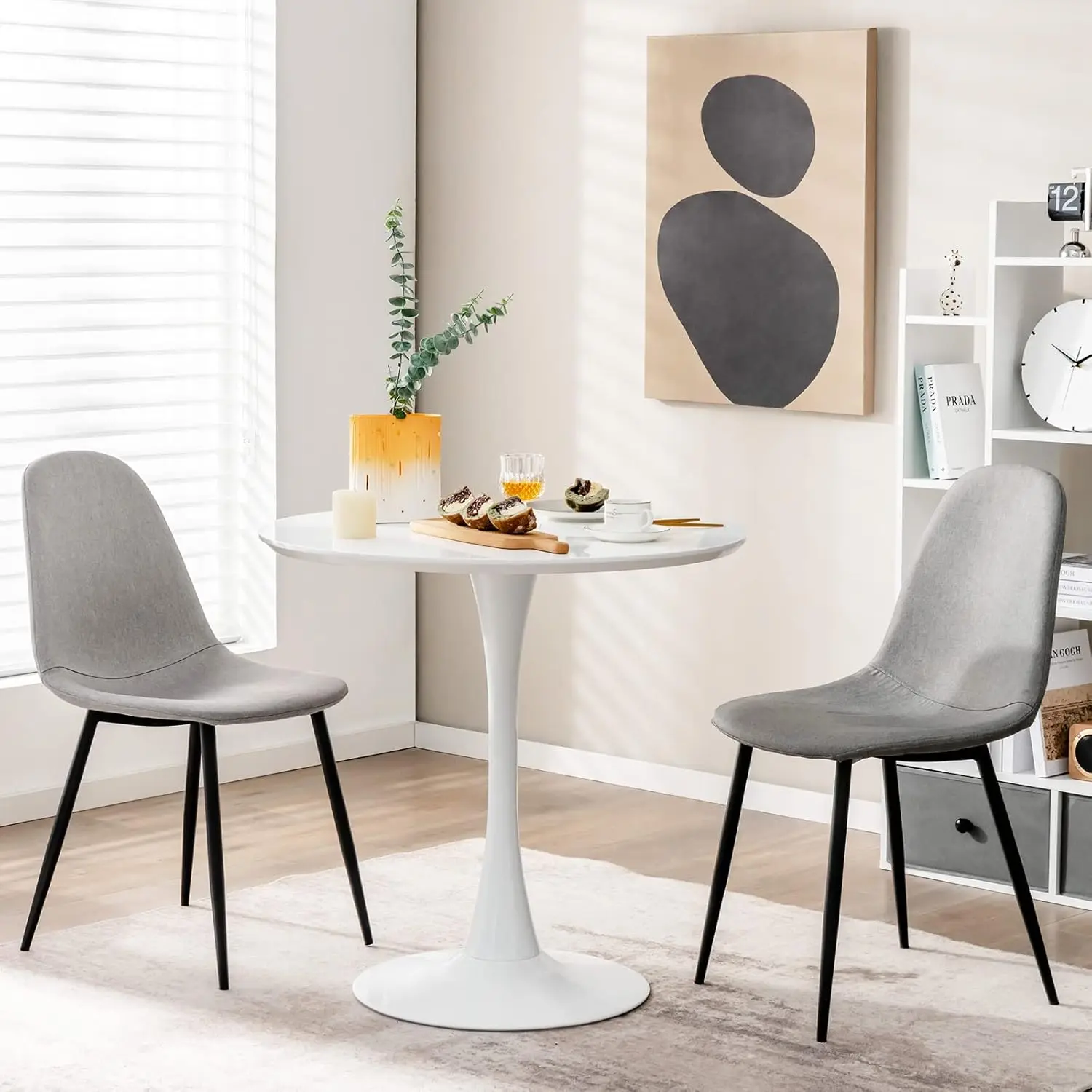 White Round Dining Table, 32-inches Modern Tulip Kitchen Table With 0.9” Thickened Tabletop & Sturdy Metal, Customized