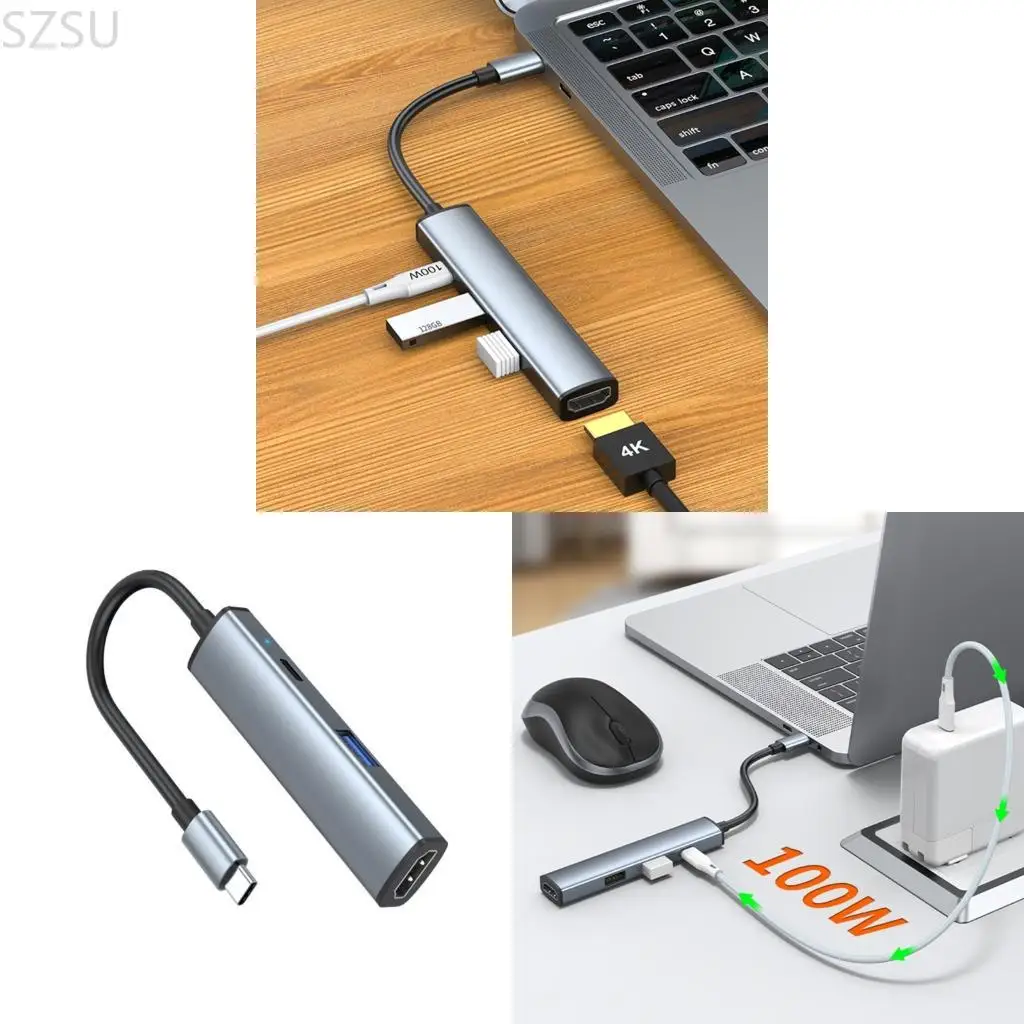 

SZSU 3/4 in 1 Laptop Adapter Delivers 100WPD Fast 4K HDTV Display Fast Speed USB3.0 Data Transmission