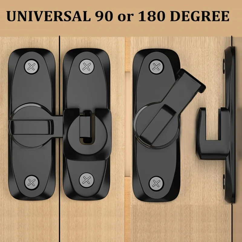 Heavy Duty Barn Door Locks,Sliding Door Latch,Anti-theft Buckle,Bolt,90/180-Degree Flip Gate Hardware,Baby Safety Latches