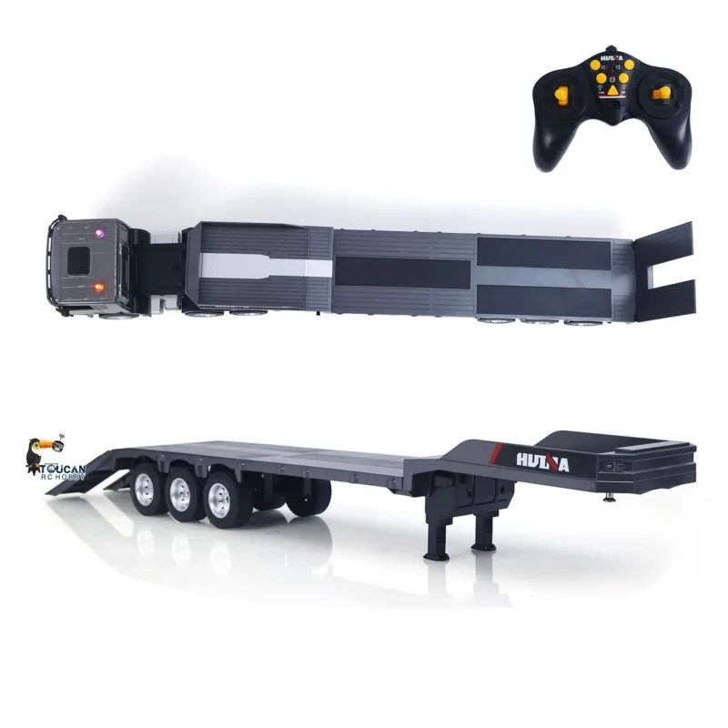 Huina 1318 1:18 Scale RC Assembled Plastic Flatbed Trailer Tractor Truck 9CH Radio Remote Control Cars Grey Outdoor Car Toy