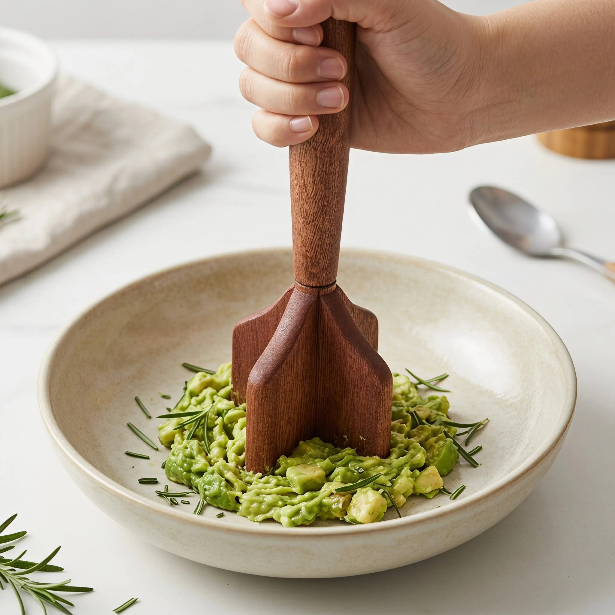Wooden Meat Chopper Ground Beef Chopper Potato Masher Manual Handheld Kitchen Tool Mashed Food Mixer Dough Cooking Utensil