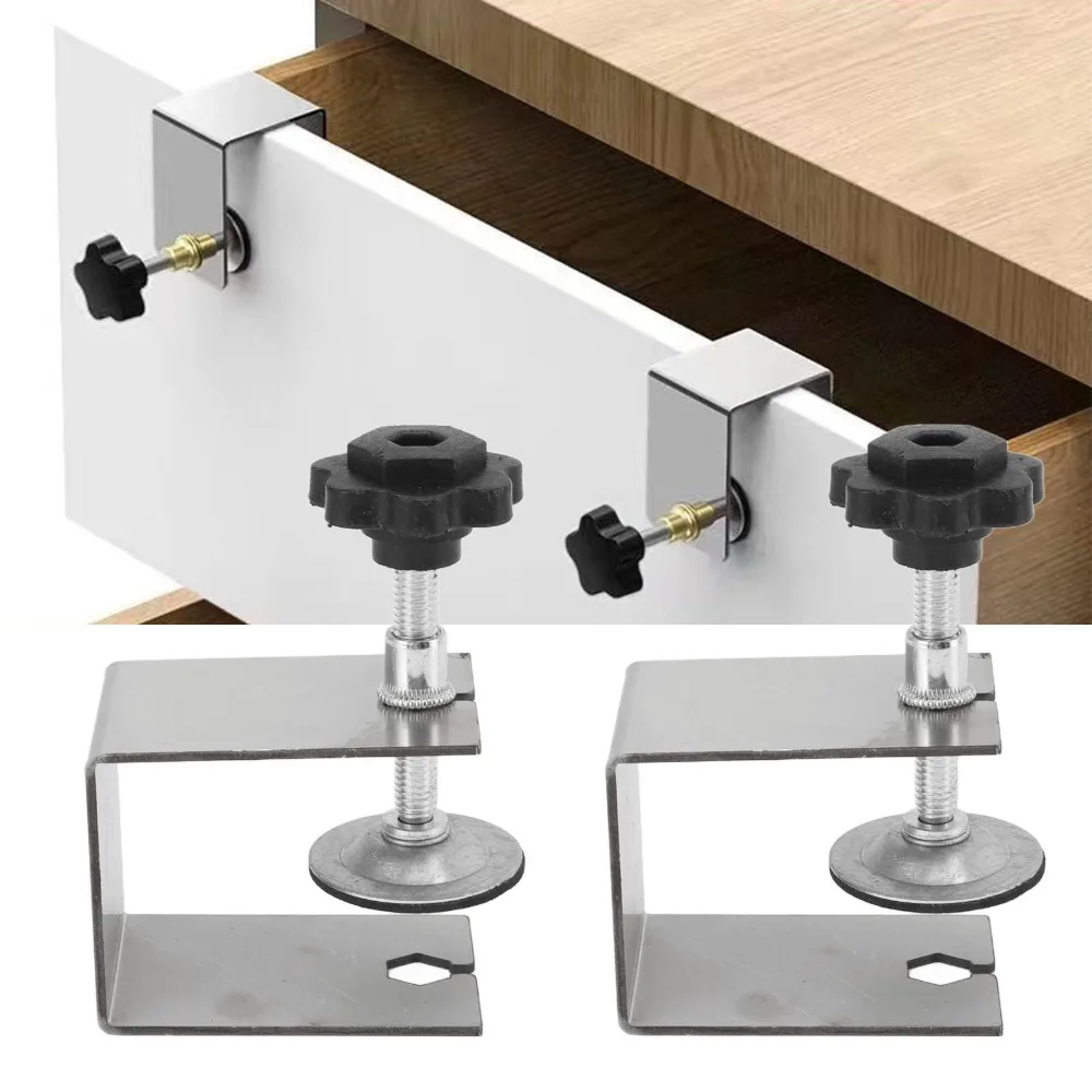 

2pcs Modern Stainless Steel Installation Clip Bow-Shape Universal Fixing Clamp Adjustable Drawer Mounting Clips Cabinet