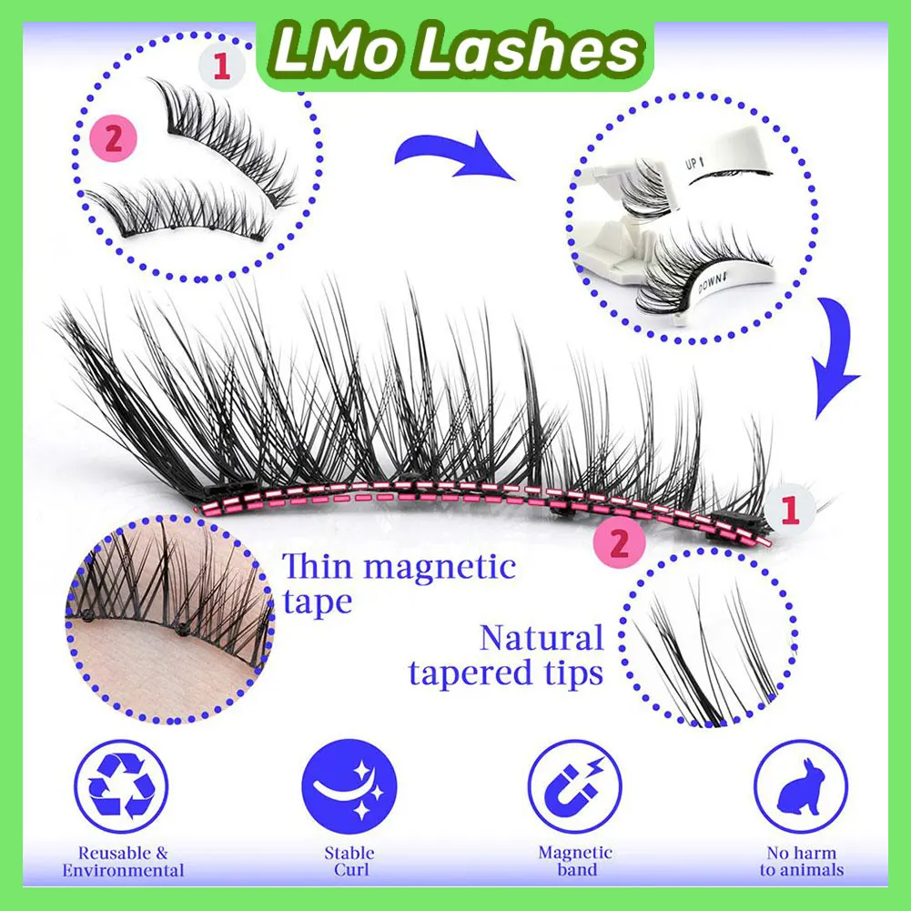 مجموعة الرموش المغناطيسية قابلة لإعادة الاستخدام وسهلة الاستخدام أدوات تمديد الرموش الطبيعية بكرة الشعر الرموش الصناعية تتوفر أنماط متعددة