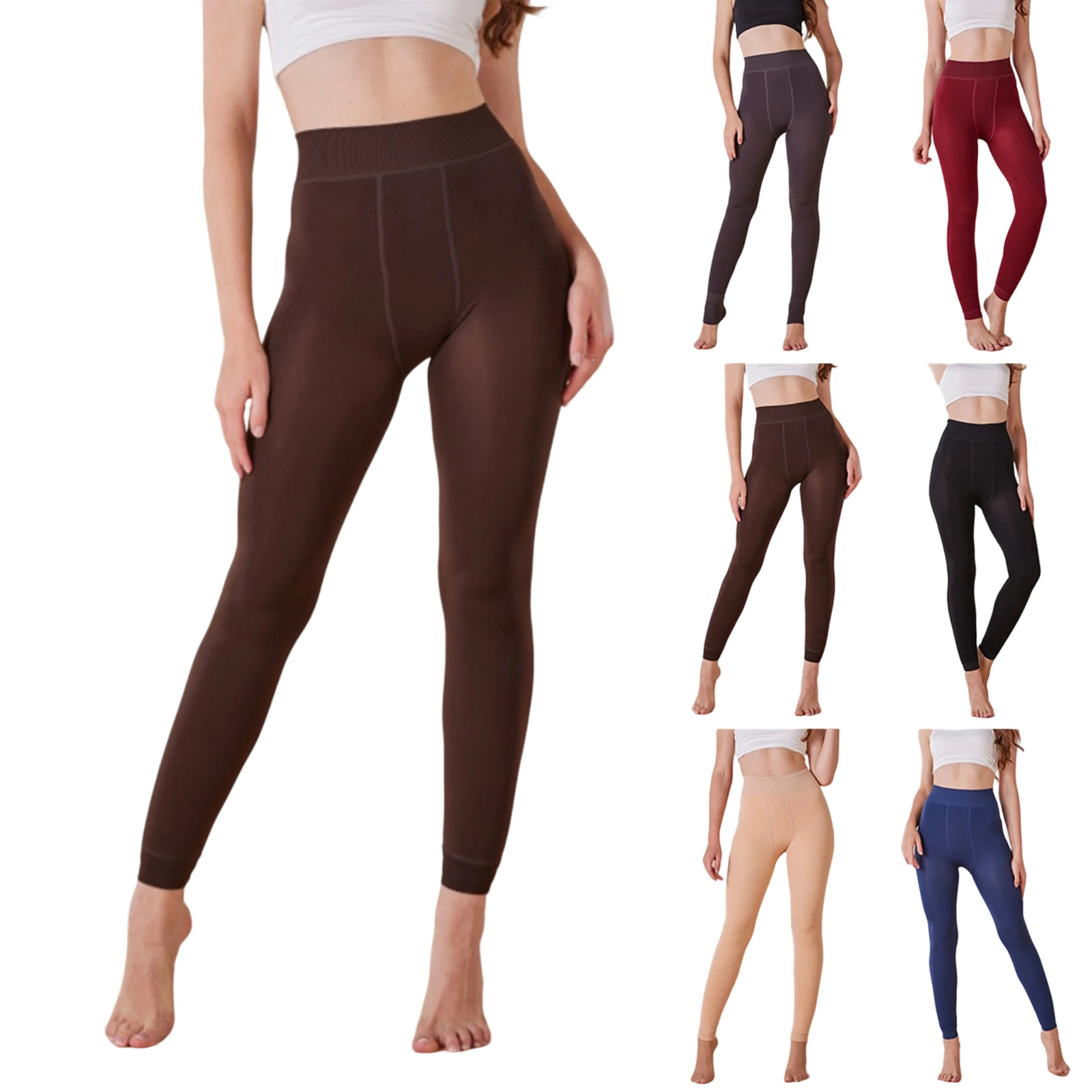 

Wool Warm And Thick Tight Pants Cold Resistant Solid Color Leggings Women'S Leggings Winter Warm Leggings