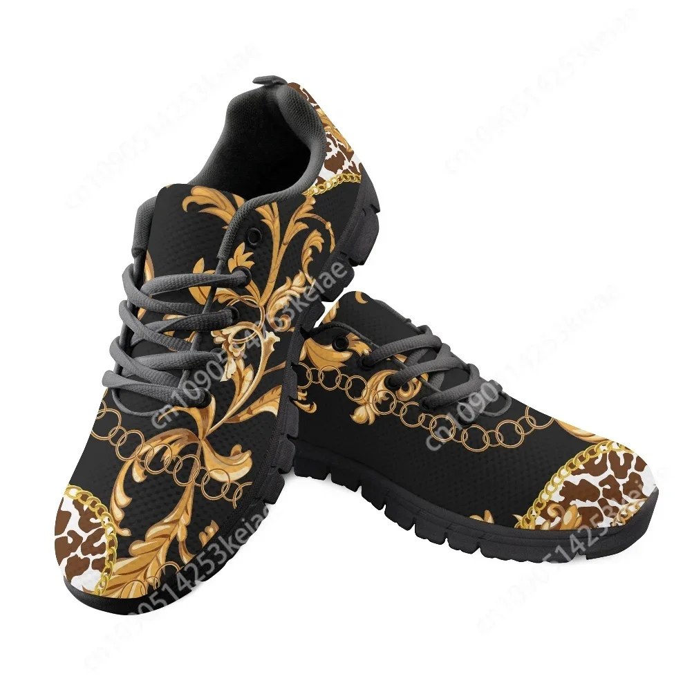 Breathable Shoes for Womens European Luxury Golden Star Baroque Flat Sneakers Retro Female Mesh Footwear Zapatillas Mujer Custom