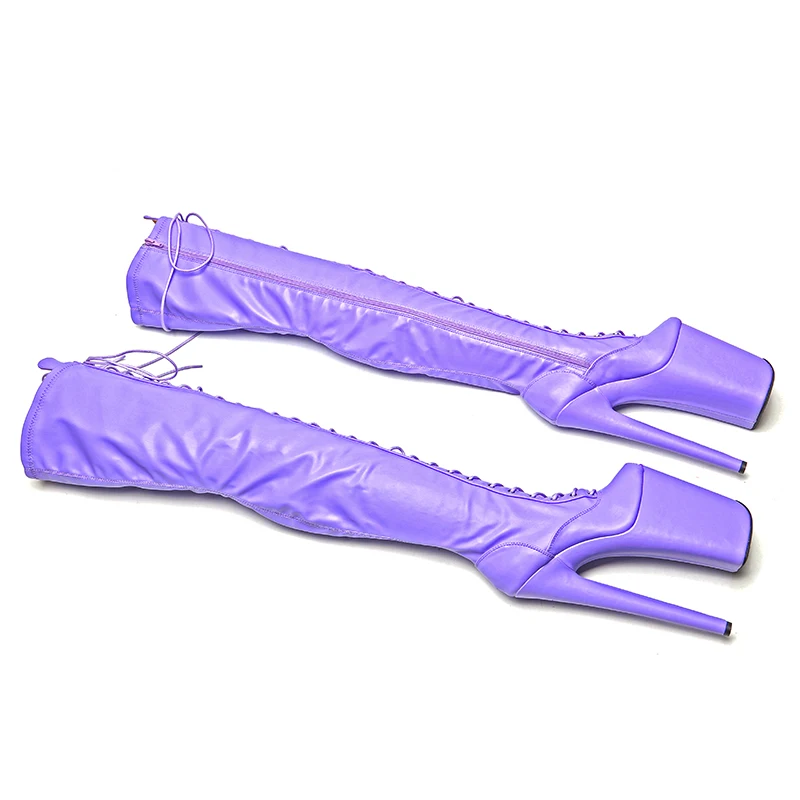 Leecabe 23CM/9inches Matte PU Upper open toe Fashion trend platform High Heel stripper heel Pole Dance boot
