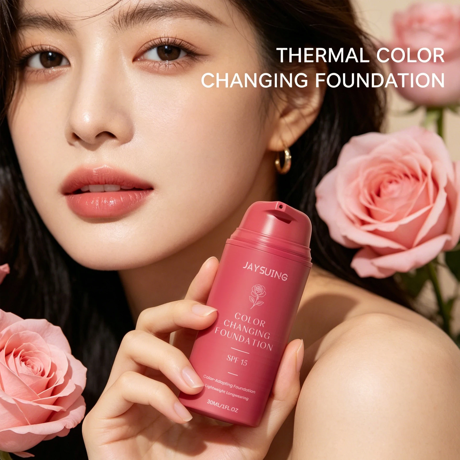 Jaysuing Color Changing Foundation Self-Adjusting Covering Imperfection Fading Fine Lines Outdoor UV Protection Foudation Liquid