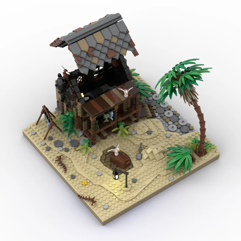 القراصنة القلعة نموذج Moc اللبنات صياد كوخ نموذج التكنولوجيا مدينة عرض الشارع نموذج هدية لتقوم بها بنفسك تجميع عطلة لعبة