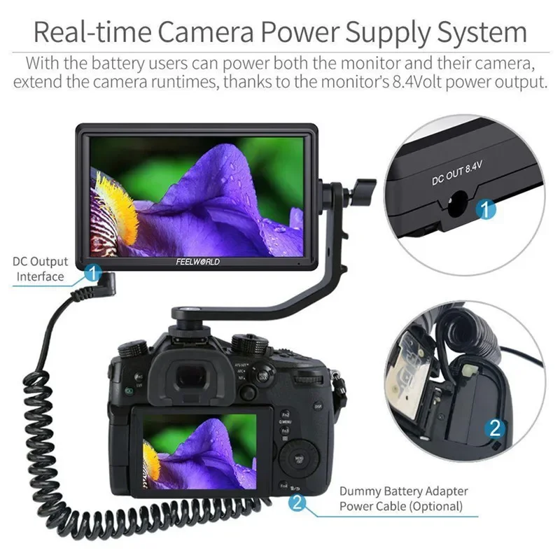 FEELWORLD S55 5,5-дюймовый IPS в камере Полевая DSLR monito Focus Assist 1280x720 Поддержка 4K HD-MI Вход Выход постоянного тока Включает наклонный рычаг ma