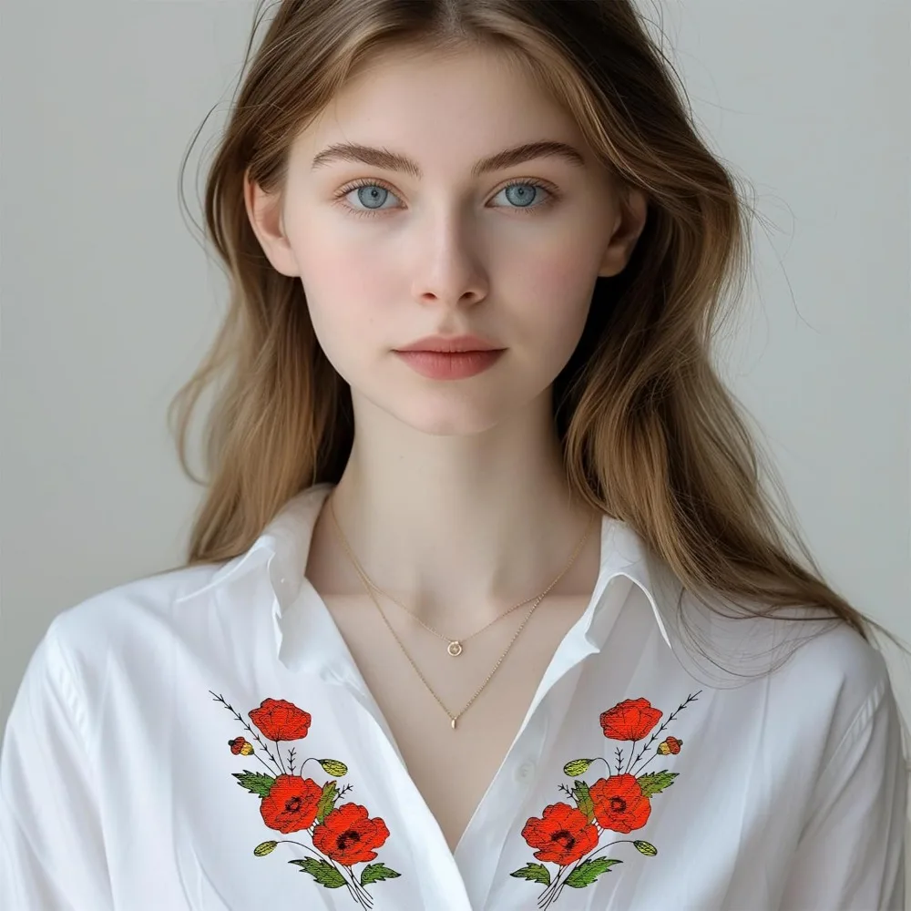 Water Soluble Embroidery Patterns for Beginners 4 Sheets with 30pcs Papaver Rhoeas Patterns Wash Away Embroidery Pattern