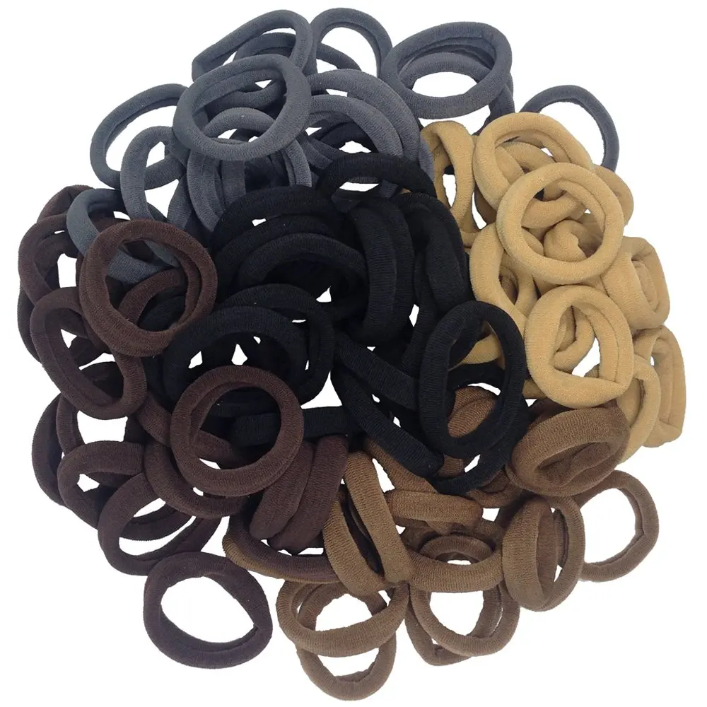 

Seamless Cotton Hair Ties for Thick Hair 100PCS No Crease Ponytail Holders with Soft Elastic