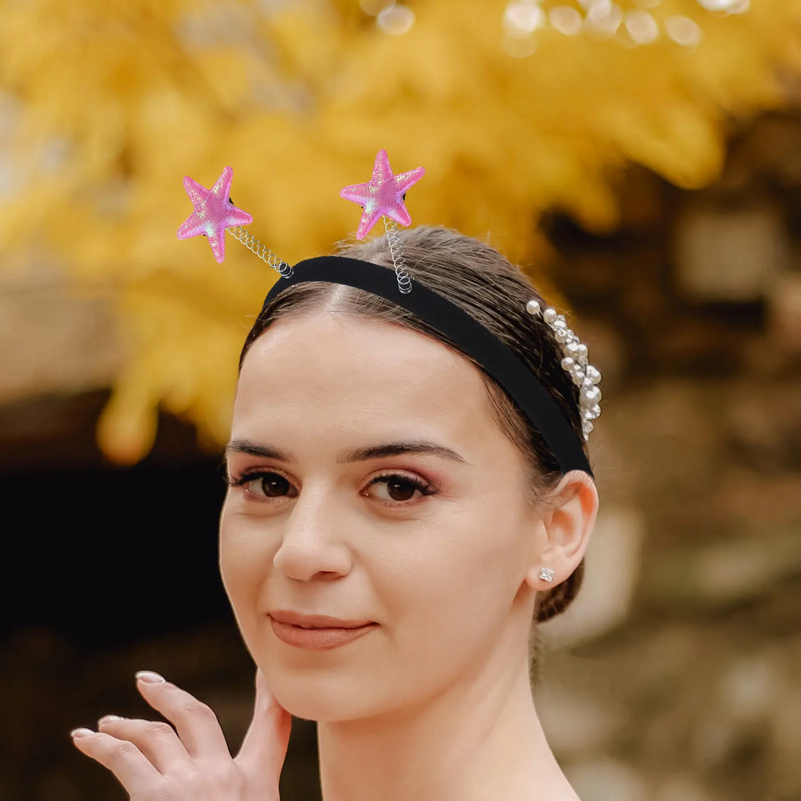 

Блестящая повязка на голову со звездами для женщин, изящный дизайн, для фестивалей, вечеринок, свадеб, дней рождения, креативный аксессуар для волос, весенняя коллекция