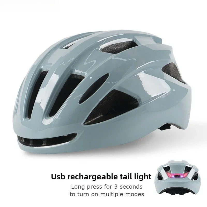 Adult Bike Helmet with LED Rear Light, Lightweight and Breathable Bicycle helmet, Fit 58 - 62cm for Cycling