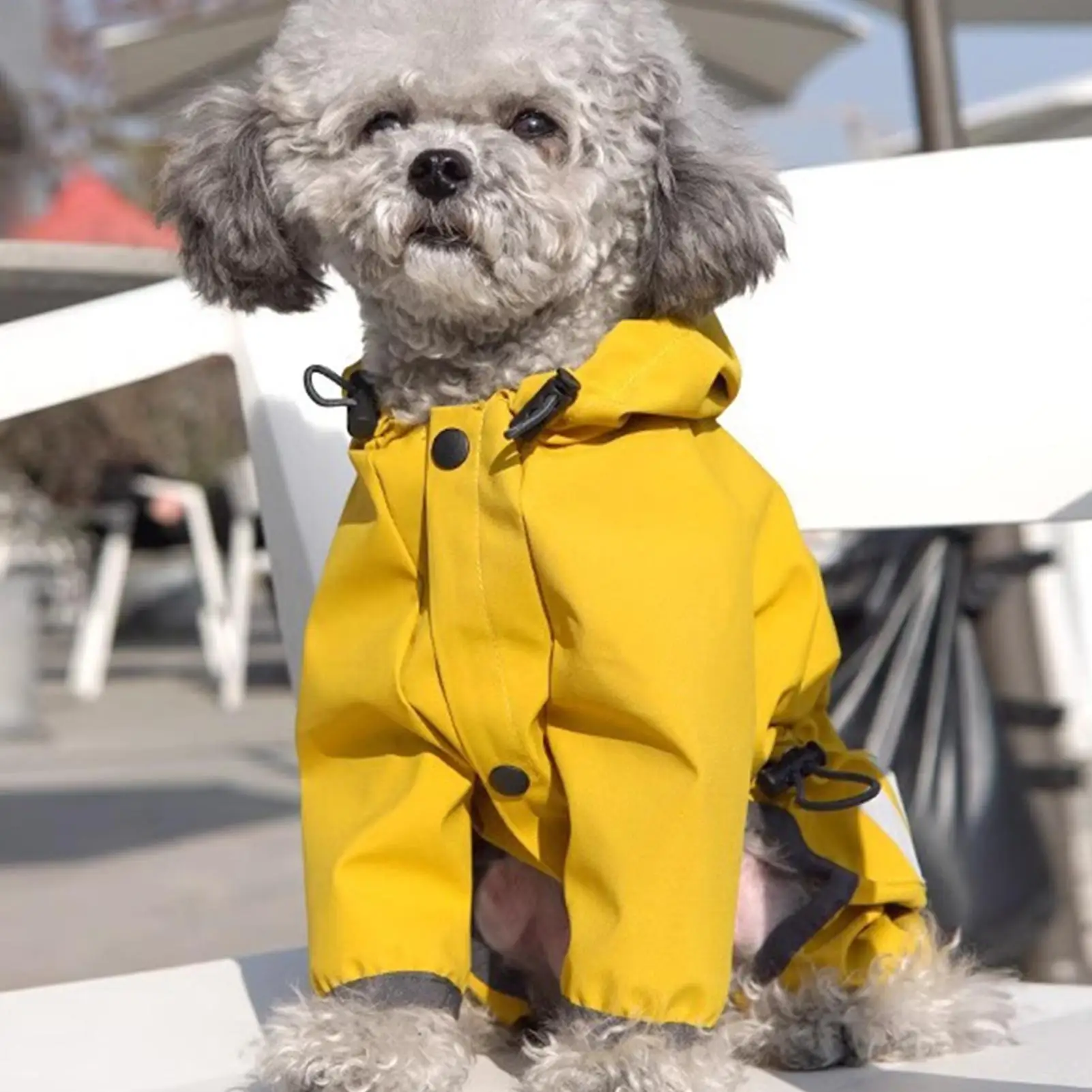 Hunde-Regenmantel, wasserdicht, verstellbar, leicht, gelbe Kleidung, Regenjacke für Hunde für Winter, Weihnachten, Halloween, Schneewandern