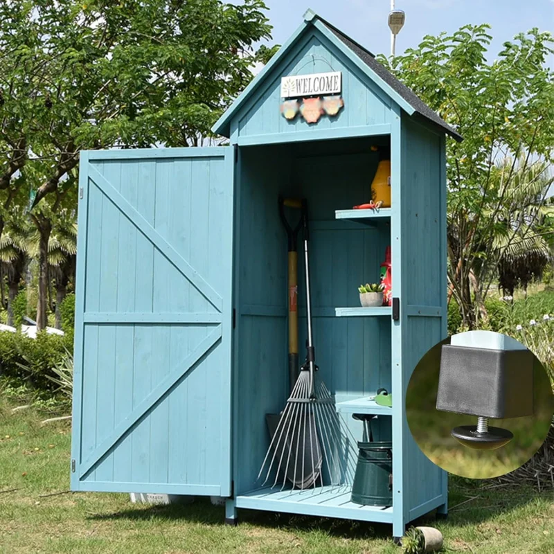 (TTA) Gabinete de madera maciza para almacenamiento al aire libre de jardín de estilo Pastoral, herramienta, pala para zapatos, ayudante para patio, balcón (gris) OZ