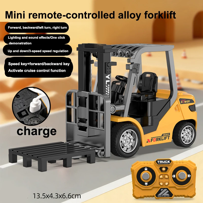 1/64 Mini Camion Escavatore Carrello Elevatore Regali Di Natale Per Bambini ragazzi 1/64 RC Carrello Elevatore Mini In Lega Giocattolo Da Tavolo Pressofuso Gioco Da Tavolo