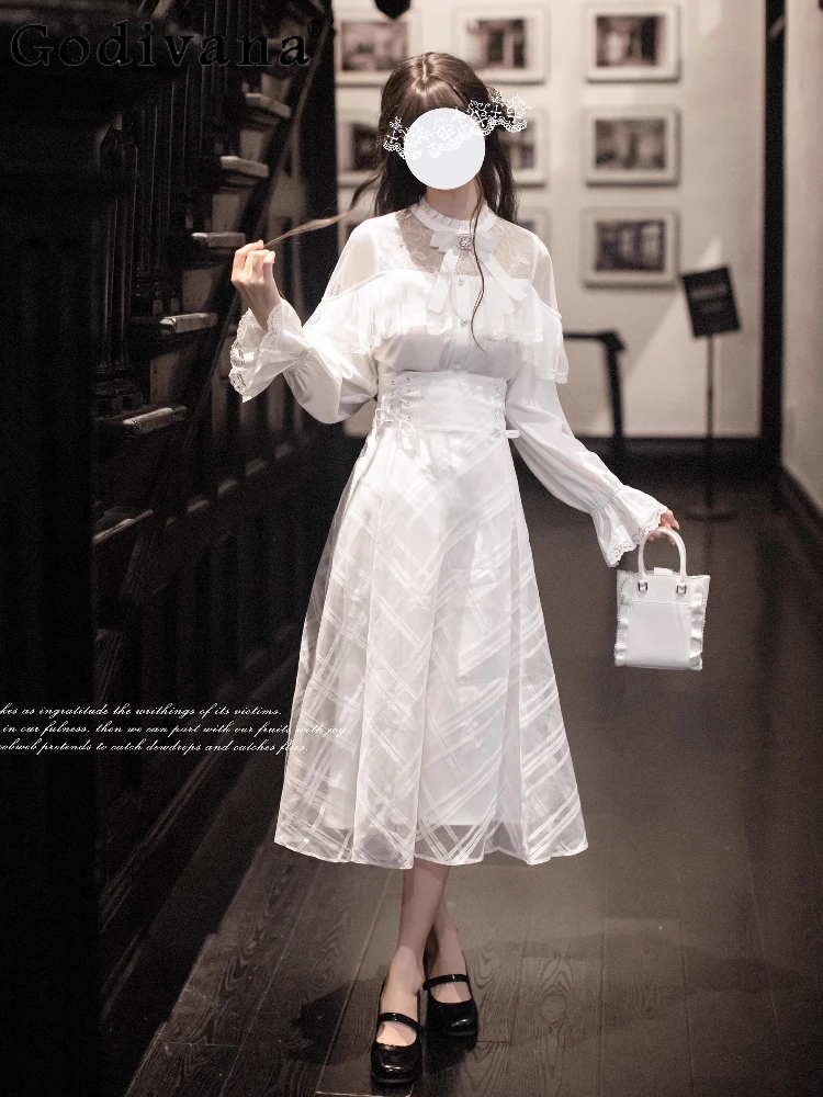 

Original Japanese Sweet Girl's Cape Long Sleeve Shirt Skirt Set Woman's Mine Series Mass-Produced Slim-Fit Princess Skirt Set