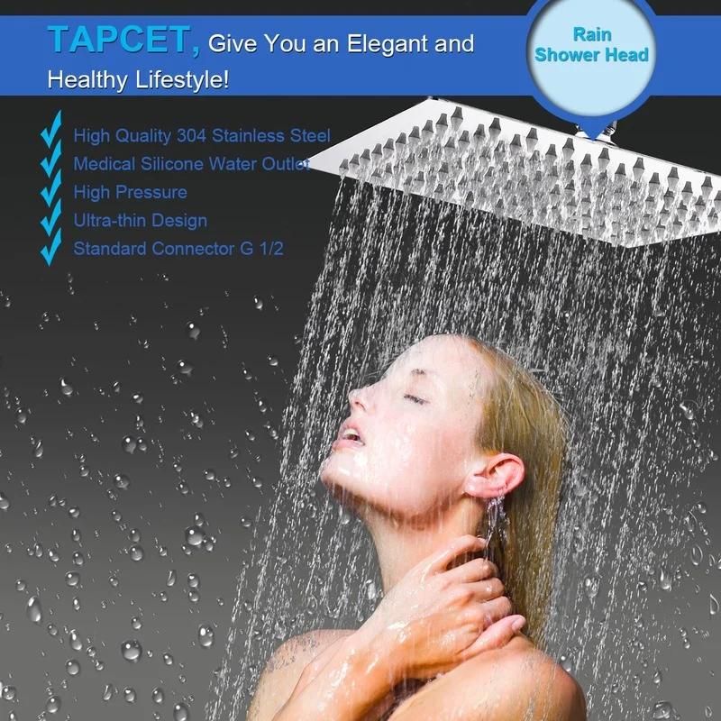 Ultra-thin Stainless Steel High Pressure Shower Head Top Over Head Water Saving Bathroom Shower Sprayer Rainfall Shower