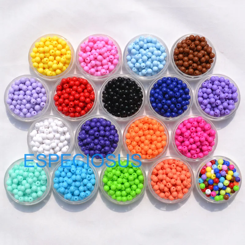 Multi Colors 6MM Round Shaped Acrylic Measly Beads DIY Jewelry Handmaking Accessories Plastic Spacer Bracelet Fittings 200 PCS