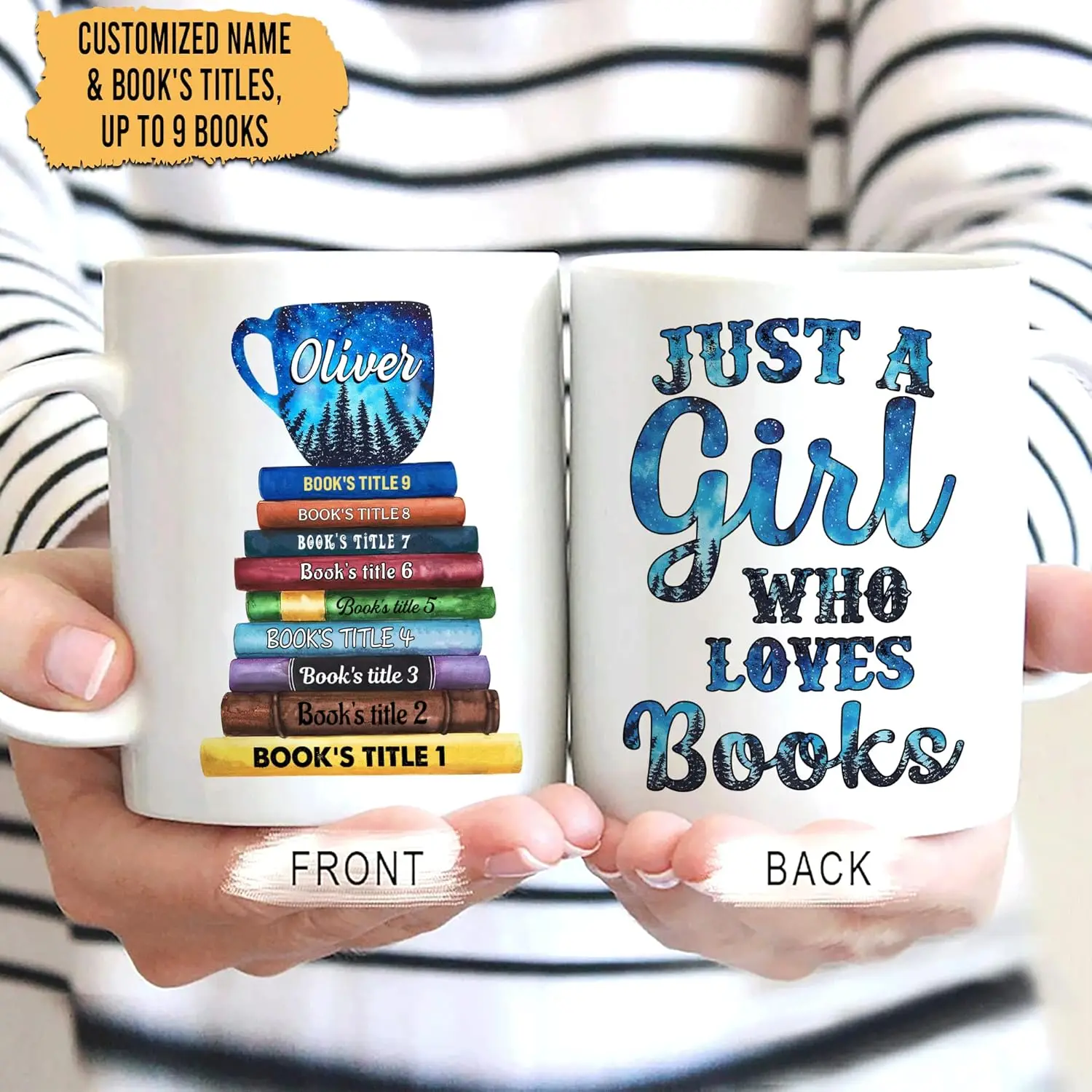 Customized Book's Title & Name - Personalized Book Gifts for Book Reading Lover Reader Teacher School Librarian Book Worm