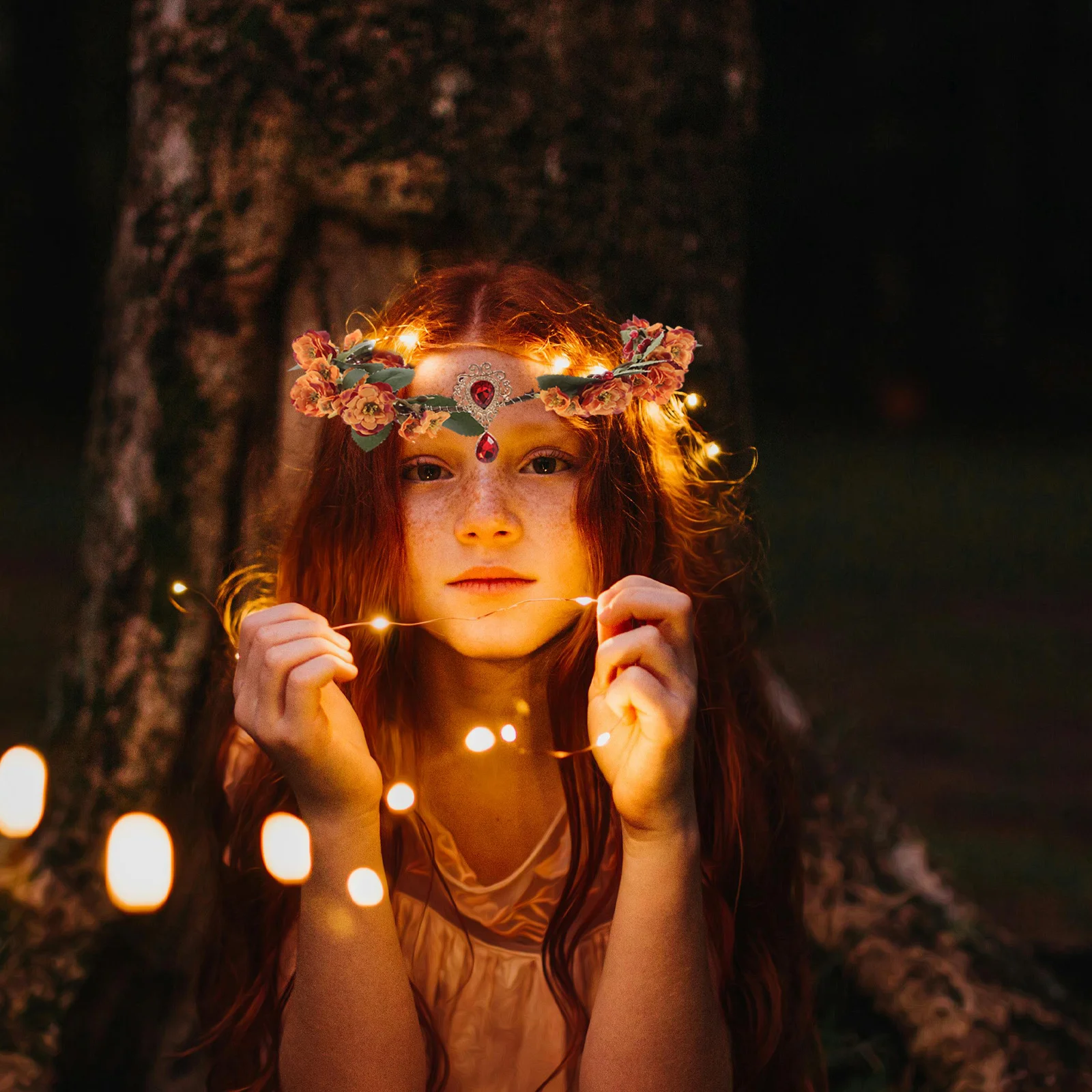 

Flower Crown Headband Rhinestones Floral Headpiece Vivid Simulated Bohemian Flower Crown Wedding Bridal Headdress