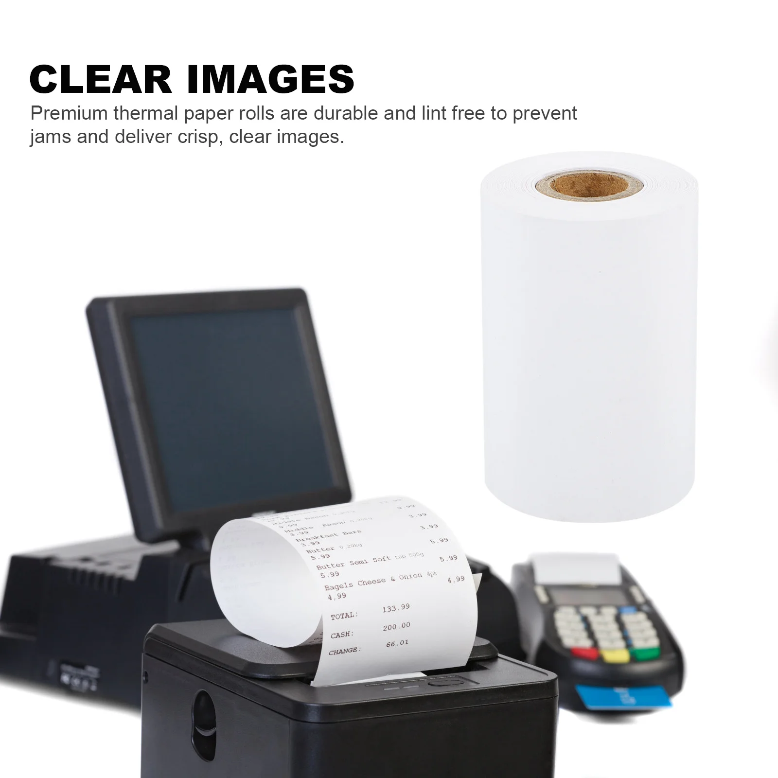1 Roll Thermal Receipt Paper For Cash Register Pos System Thermal Paper Roll Compatible With Credit Card Machine Adding