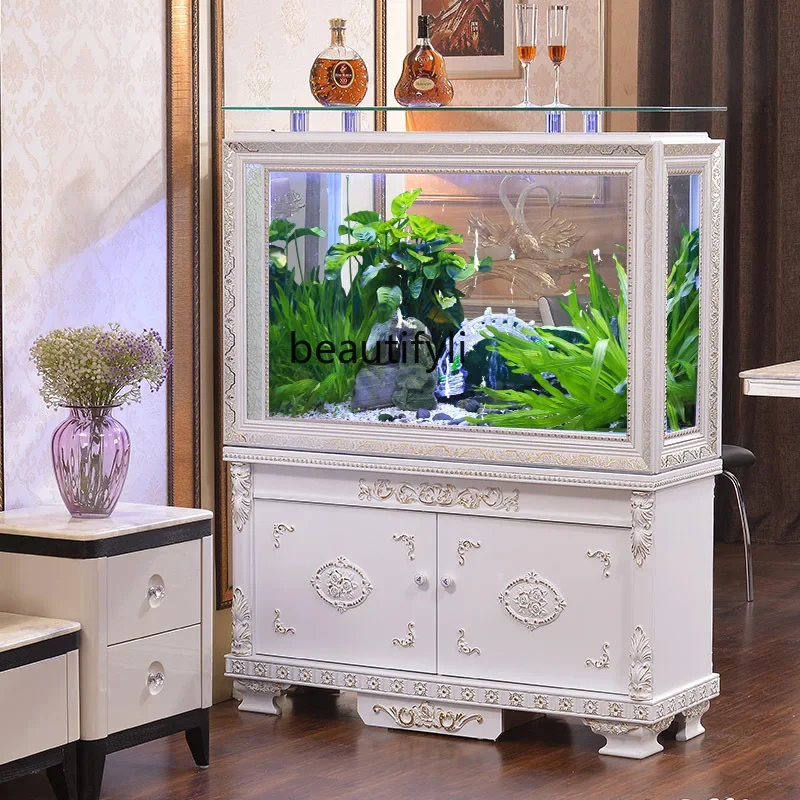 European Style Fish Tank Screen Hallway Hallway Living Room Medium Household Bottom Filter Ecological Aquarium