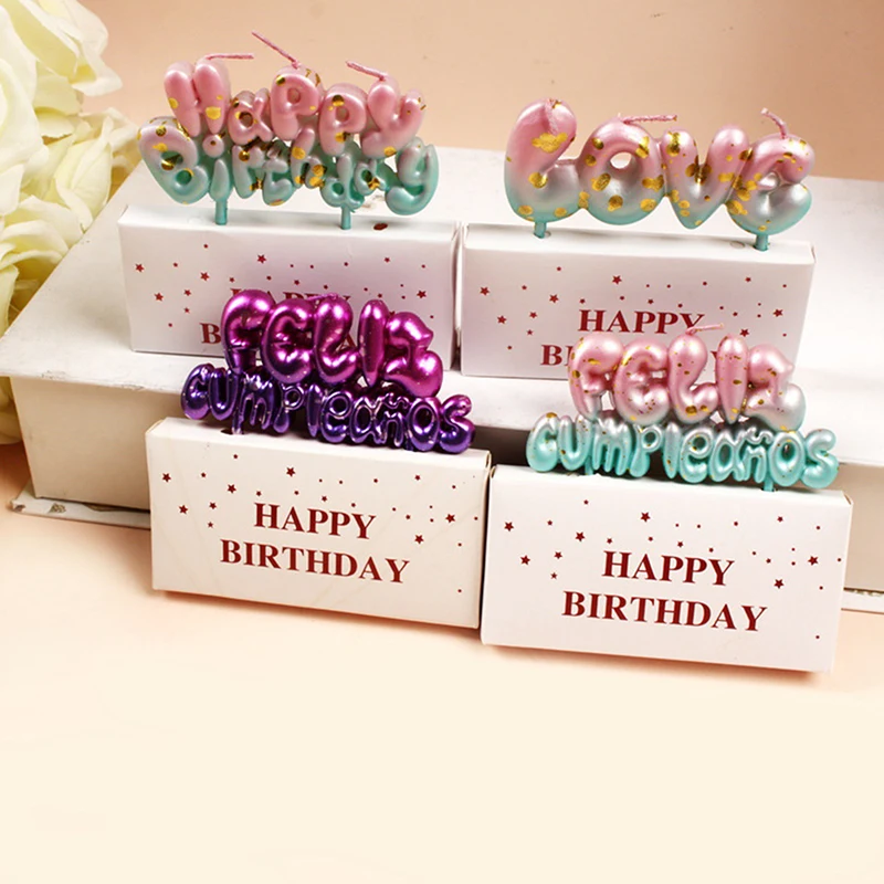Gradient Happy Birthday Candle - Cake Decoration Accessories, Happy Birthday Letter Candle, Alphabet Candle Cake Toppers Candle - view 4