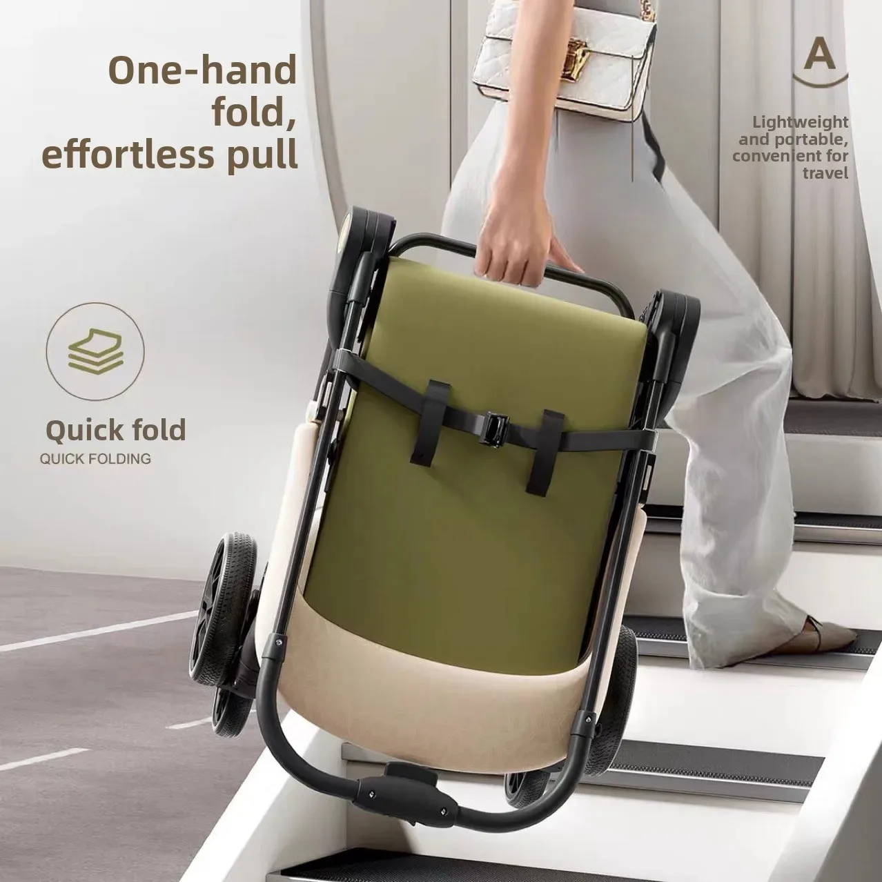 Reisekinderwagen, ultraleicht, automatische Ein-Sekunden-Faltfunktion, flach liegender Sitz, Einhand-Vollverstellung, von Geburt an bis 22,7 kg