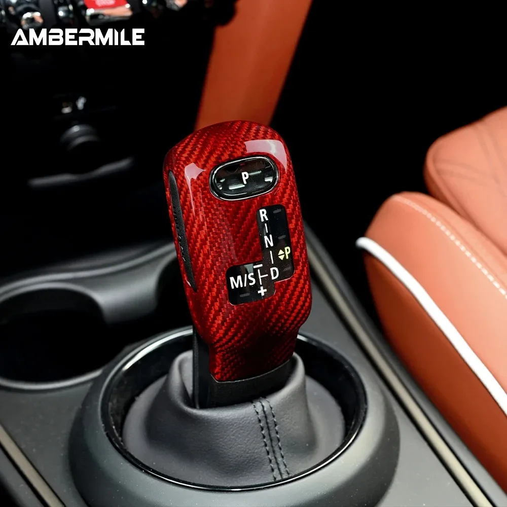 For Mini Cooper F54 F55 F56 F57 F60 2020-2023 Car Gear Shift Knob Cover Countryman Real Carbon Fiber Cover Sticker Interior Trim