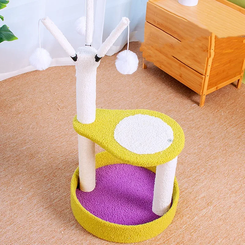 

Cat Trees Wood Cat Climbing Frame Sisal Scratching Post for Cats Jumping Tree Multi-layer Tower Cats Scratcher Toy Pet Furniture