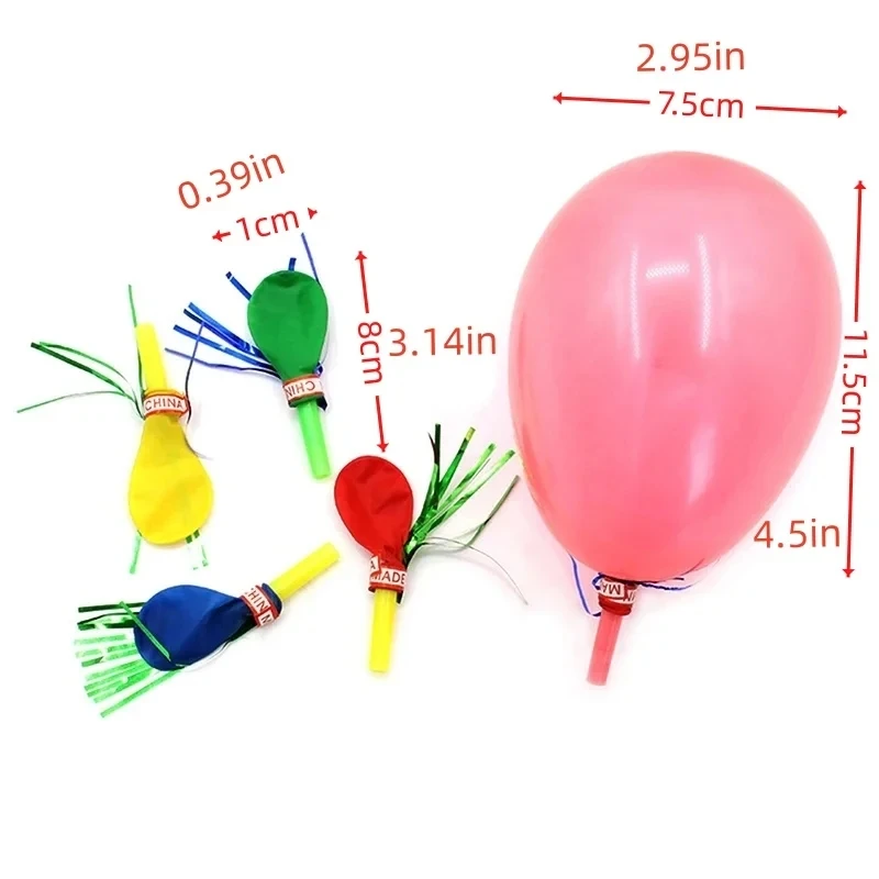 30PCS Colorful Blowouts Whistle Blowing Dragon with Balloon for Kids Birthday Party Favors Decoration Children Toys Supplies